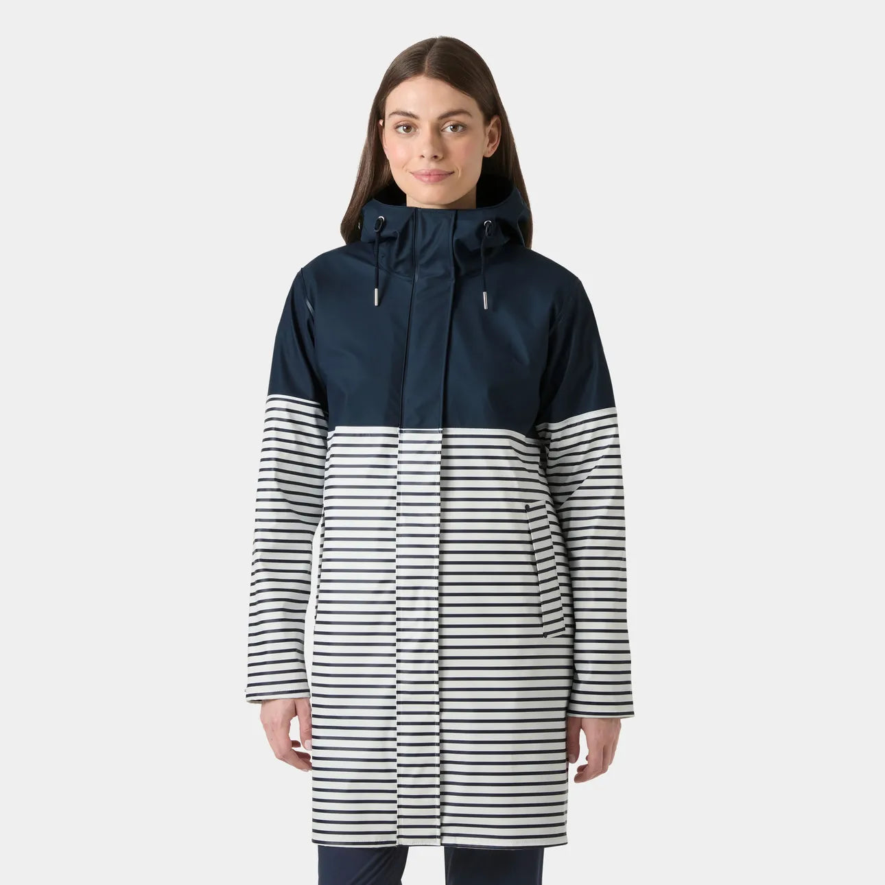 W Moss Block PU Rain Coat 597 Navy