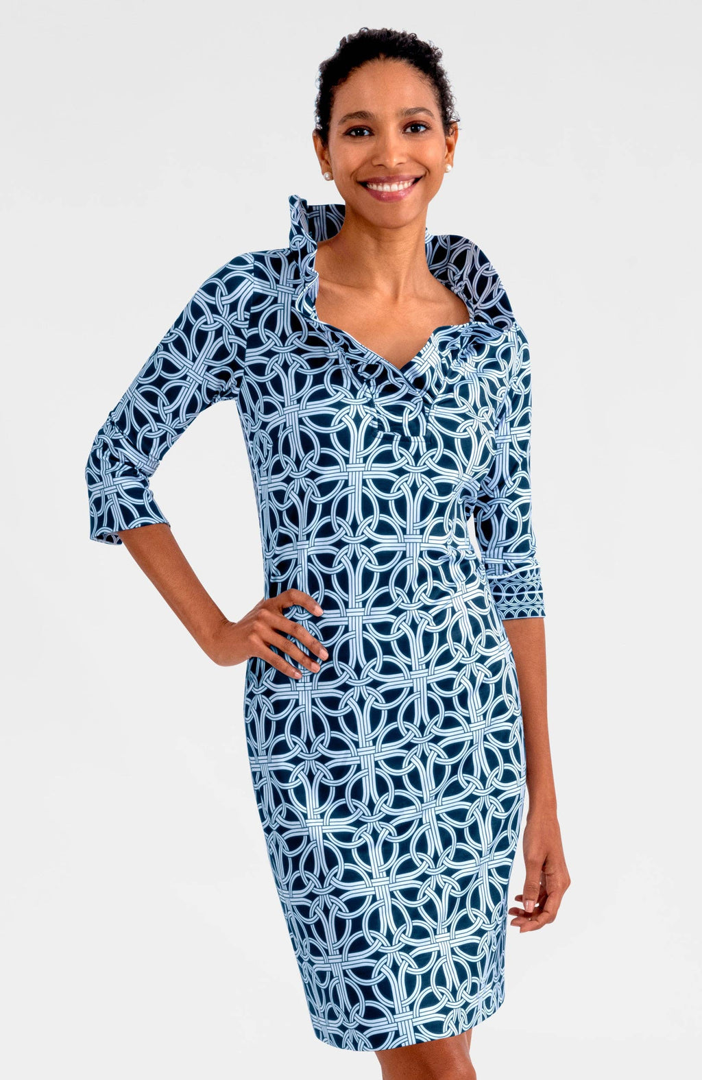 Jersey Ruffneck Dress - Ring Toss: Melon
