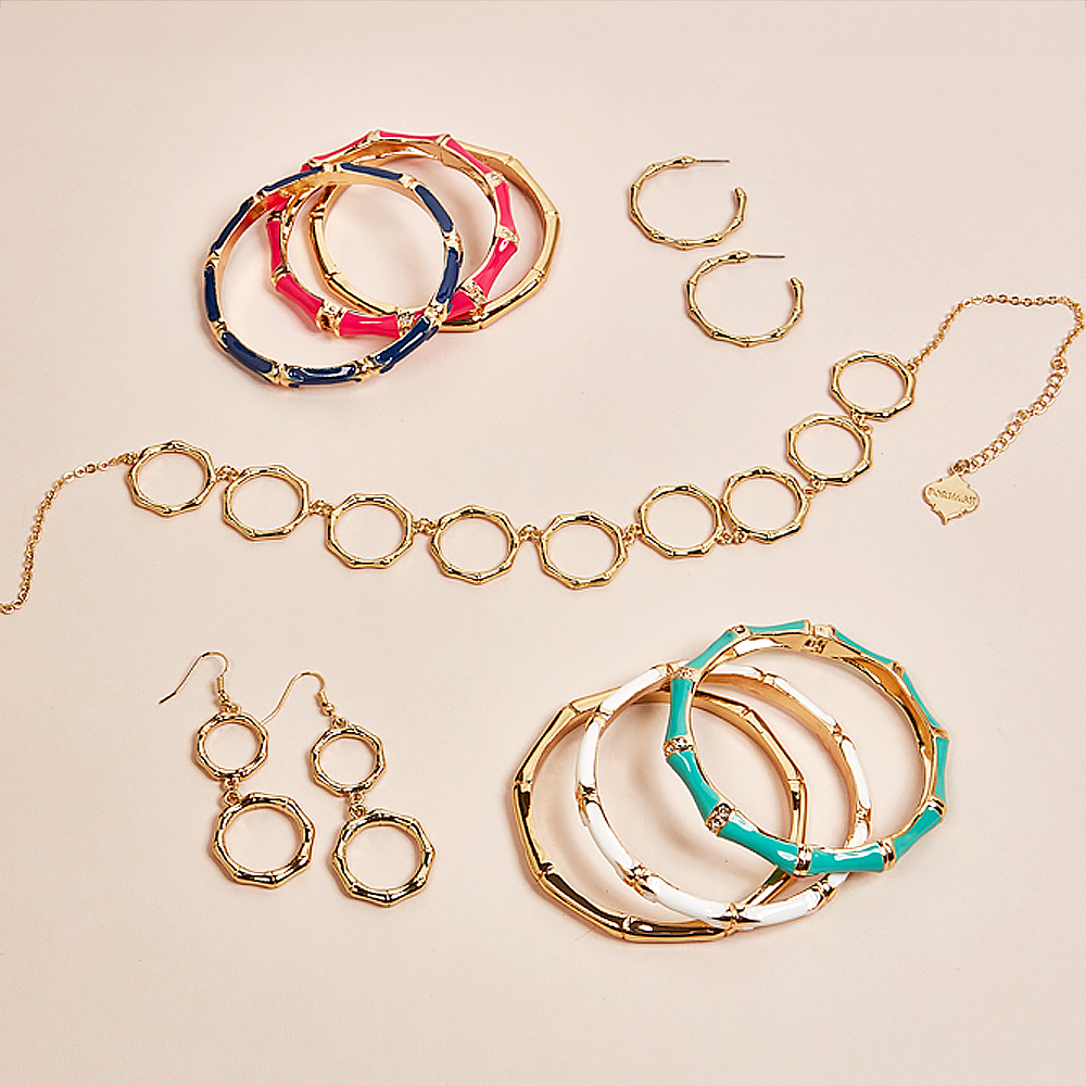 Enamel Stone Bamboo Bracelet