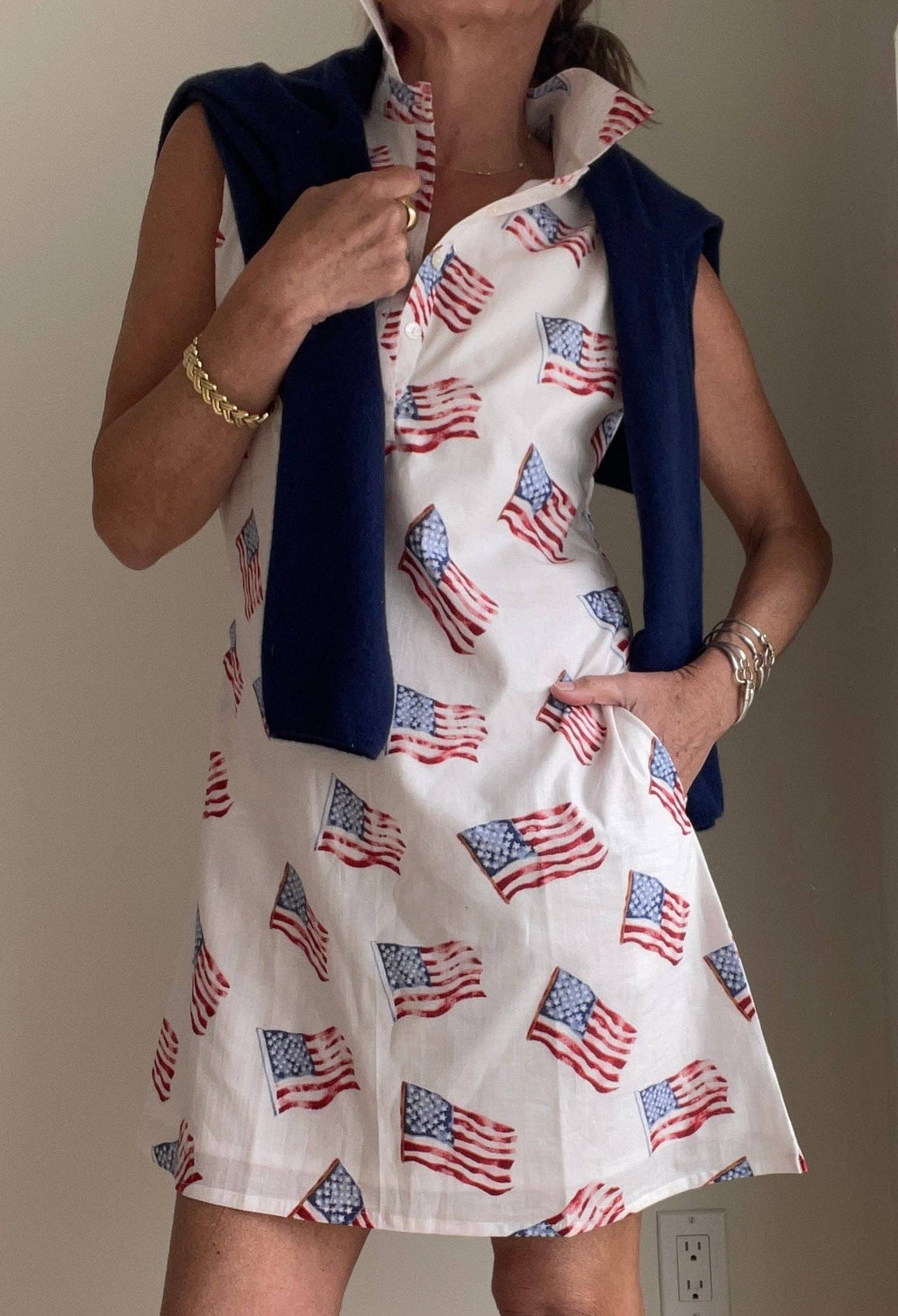 Sconset Sleeveless Flag dress in White Ships June 1