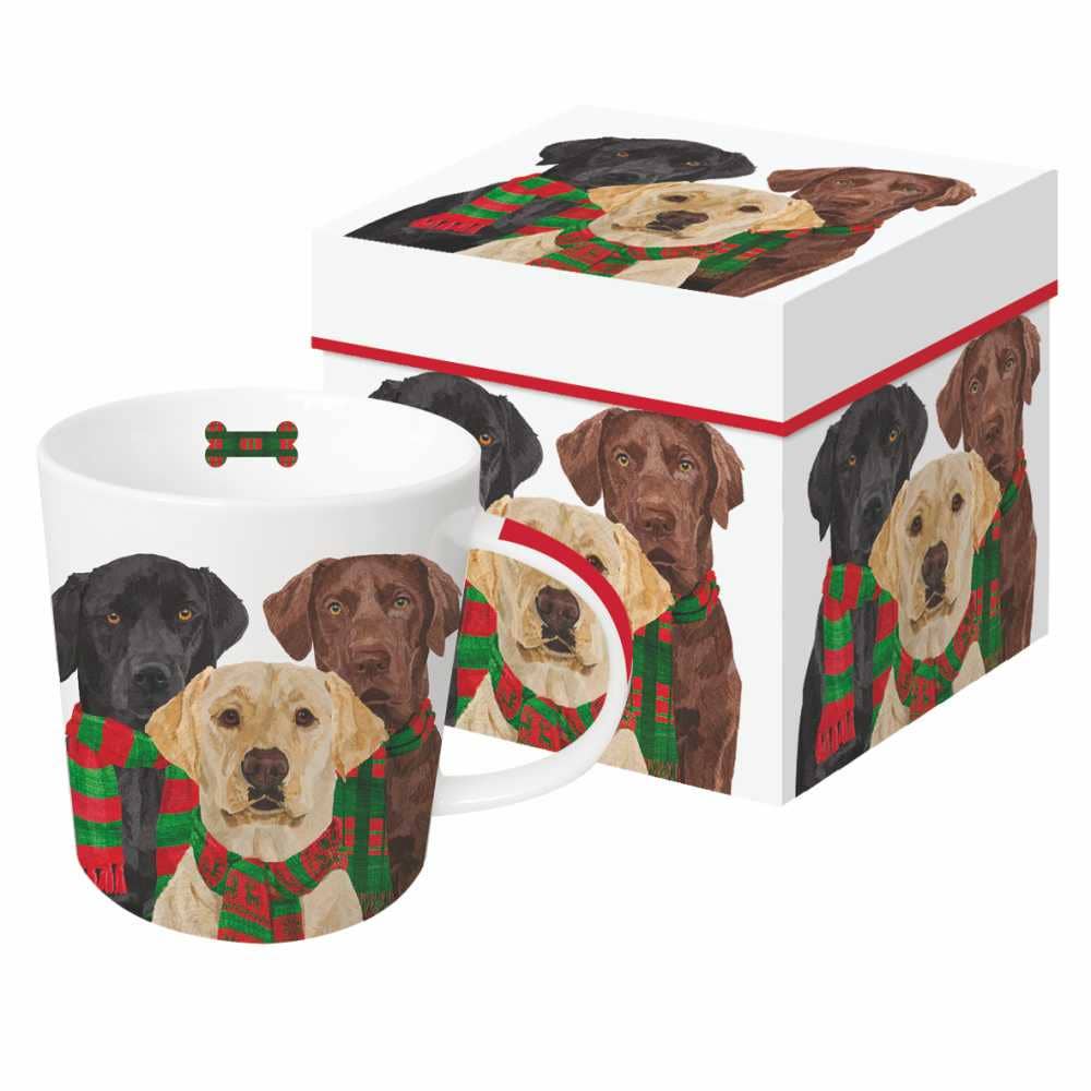 MUG IN GIFT BOX-MERRY LABRADORS