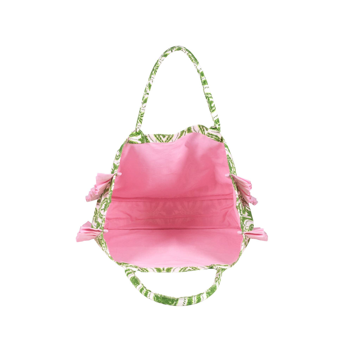 Ruffle Tote Textured Palm Stripe