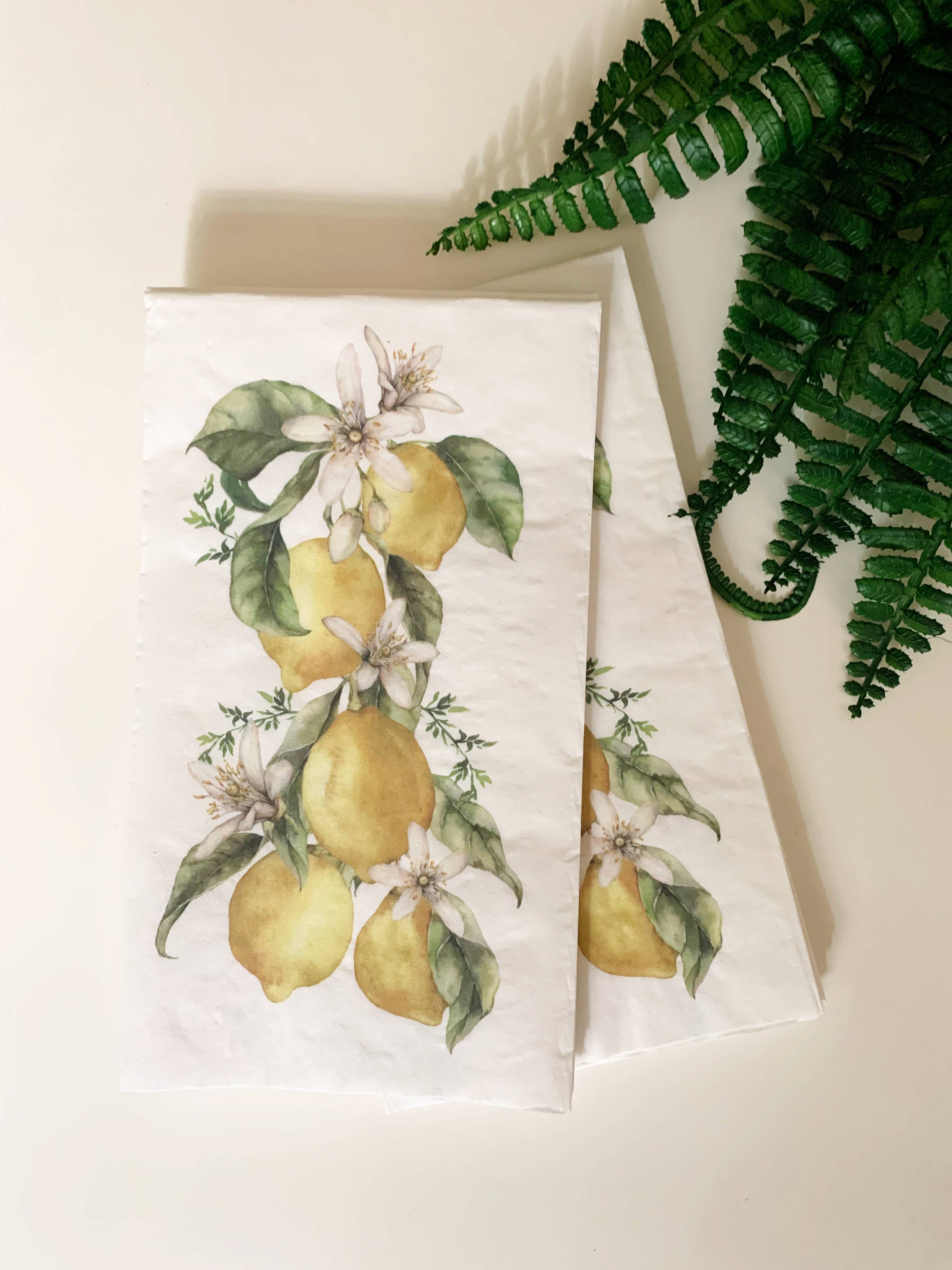 Amalfi Coast Lemon Dinner Napkins | Set of 16  | Guest Towel