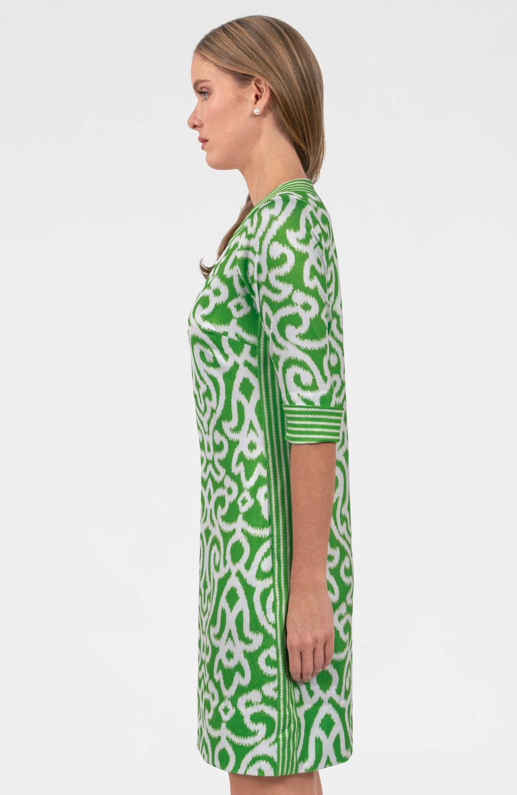 Split Neck Dress- Arabesque: Kelly