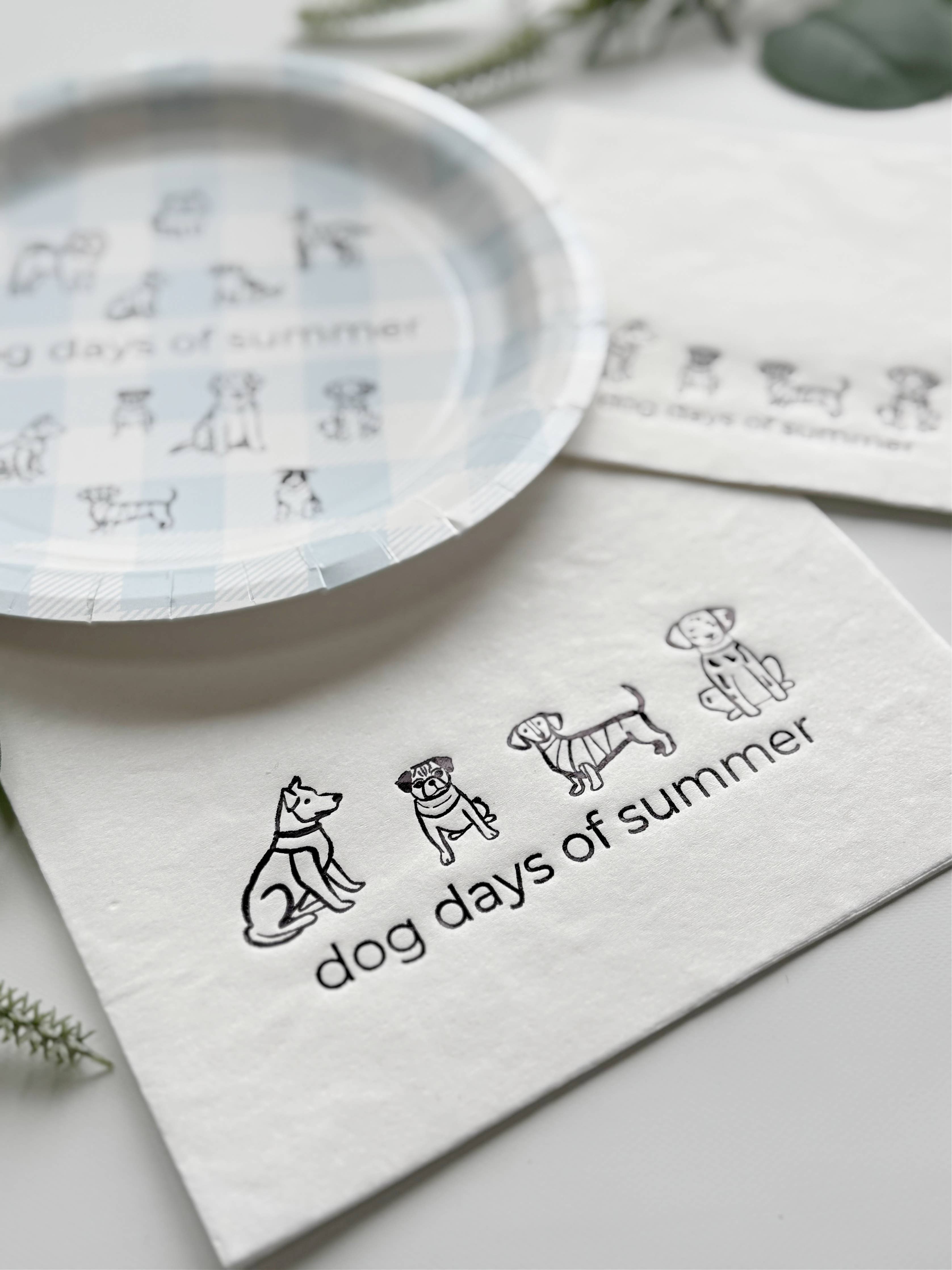 Dog Days of Summer Black and White Cocktail Napkins | Set 16