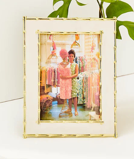 Enamel 5" x 7" Picture Frame  Bamboo White