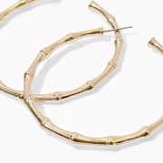 BAMBOO FOREST HOOP EARRINGS GOLD METALLIC