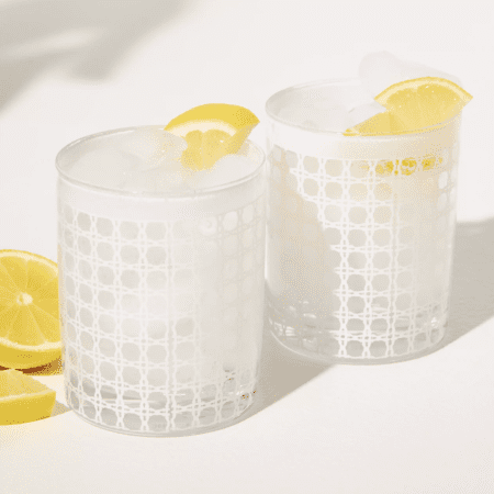 Lo Ball Glass Set  Resort White Caning