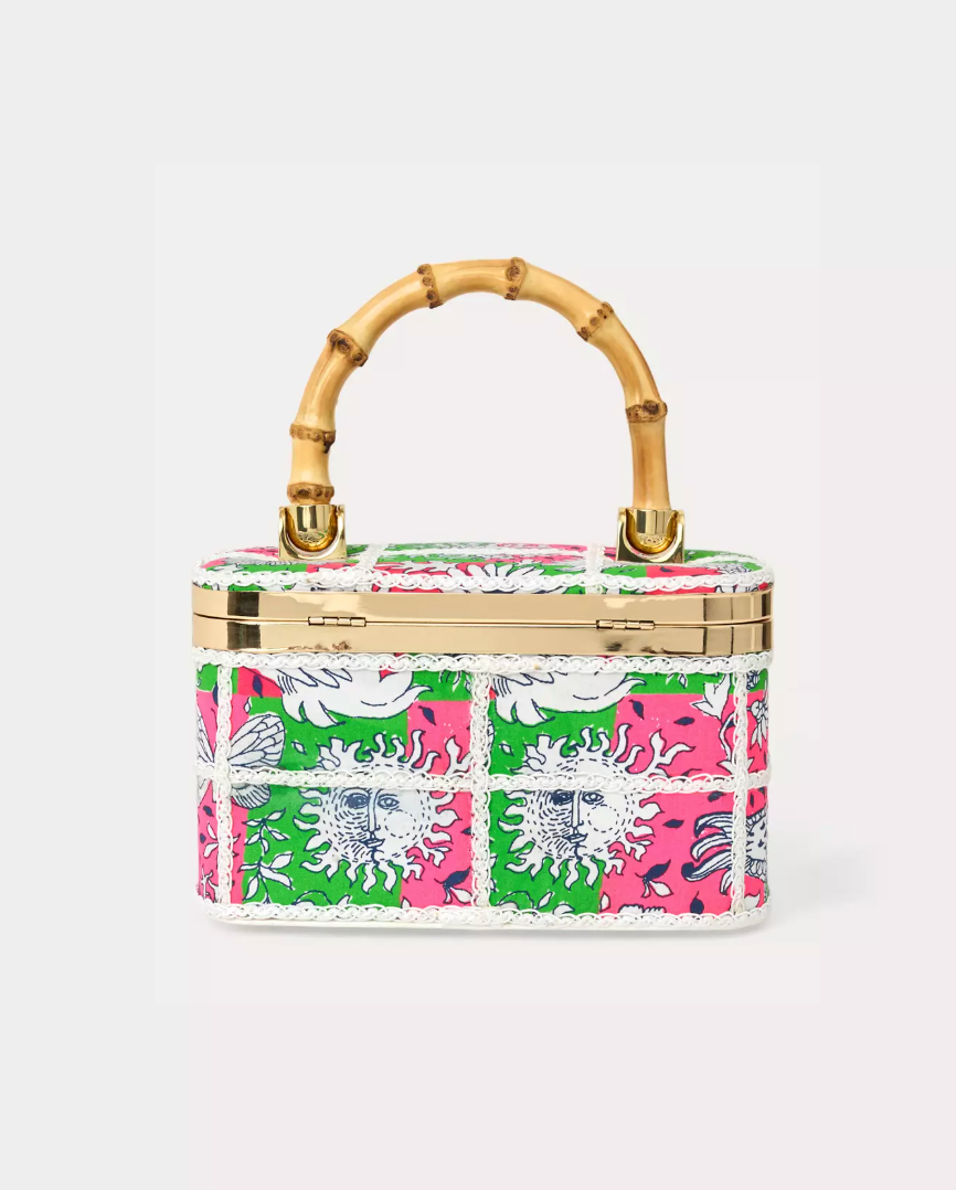 Millie Bamboo Top Handle Bag Cherry Blossom Pink Lil Chicken Check