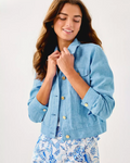Seaspray Linen Jacket Blue Peri X Resort White
