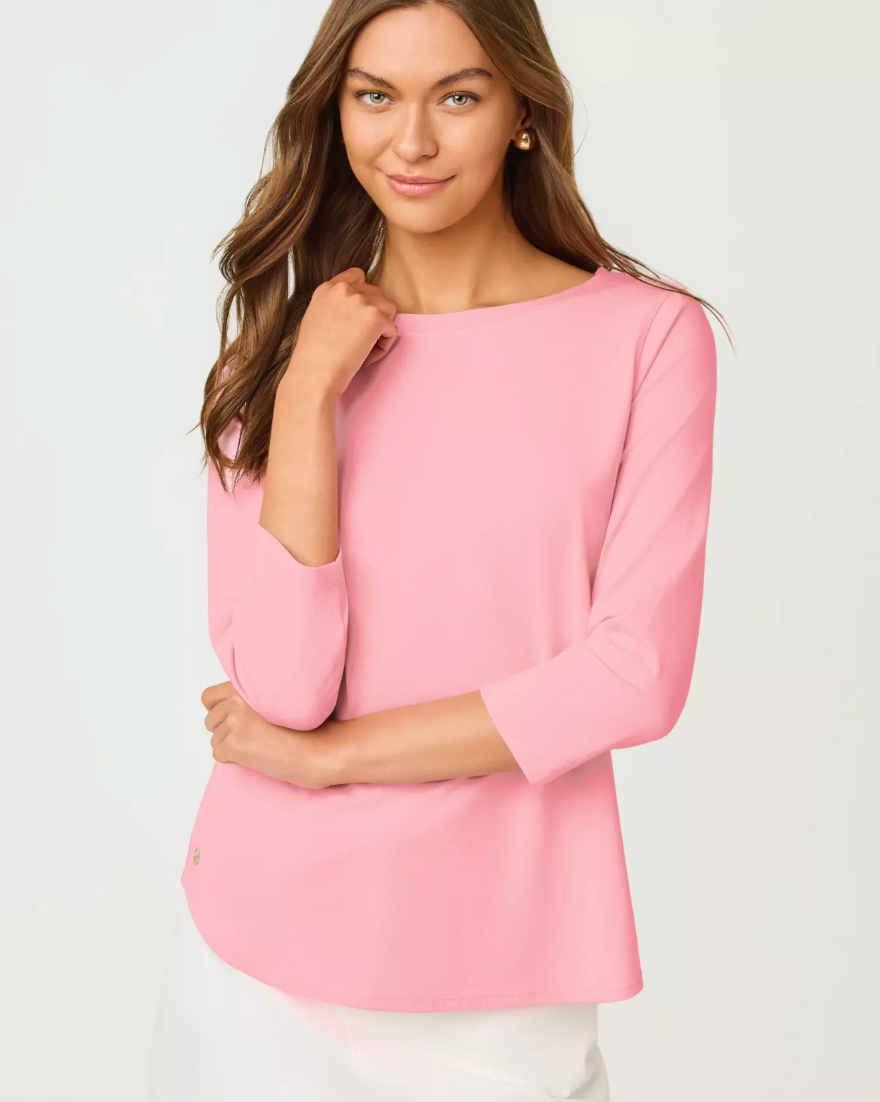 Key West 3/4 Sleeve Top Conch Shell Pink