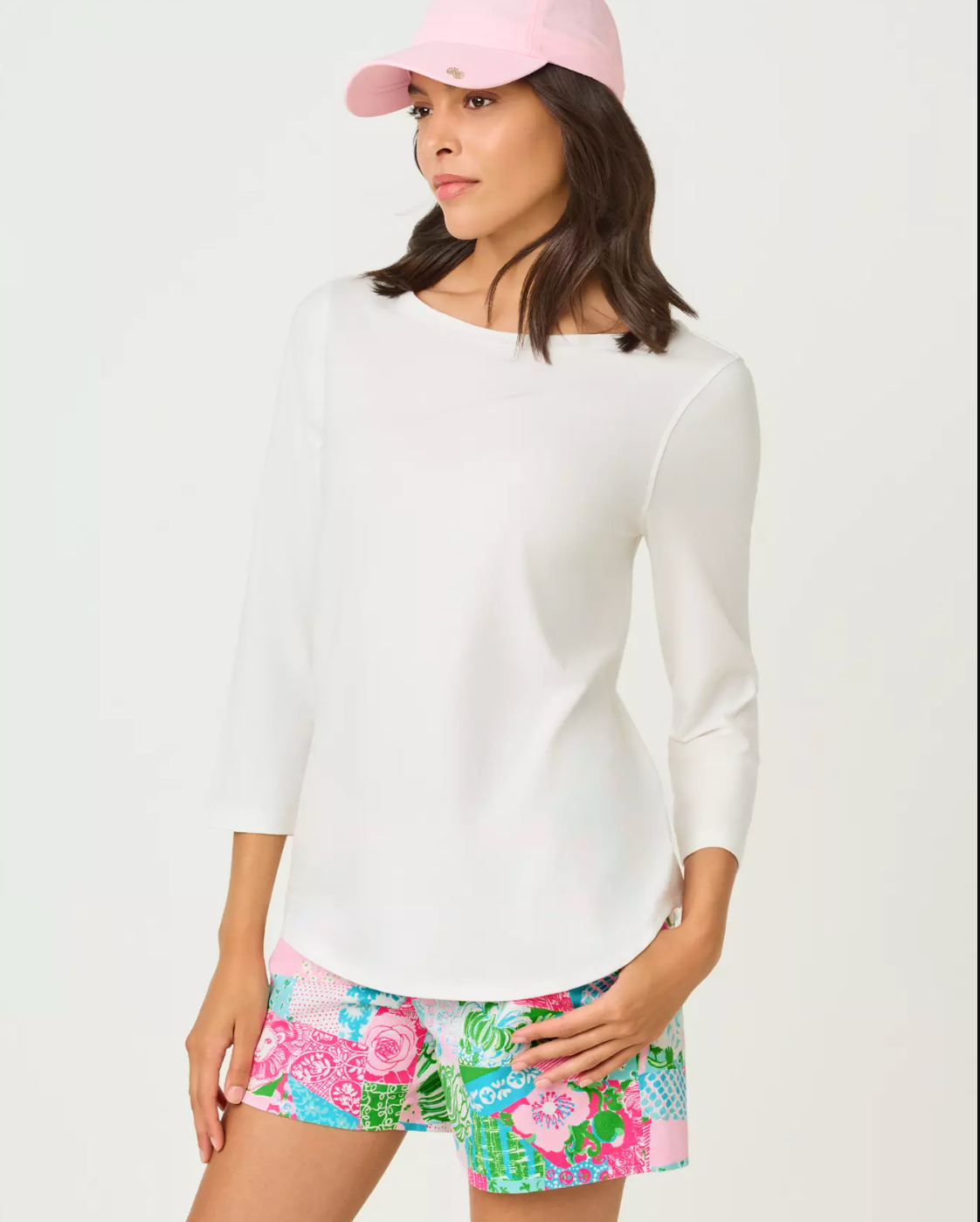 Key West 3/4 Sleeve Top Resort White