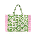 Ruffle Tote Textured Palm Stripe