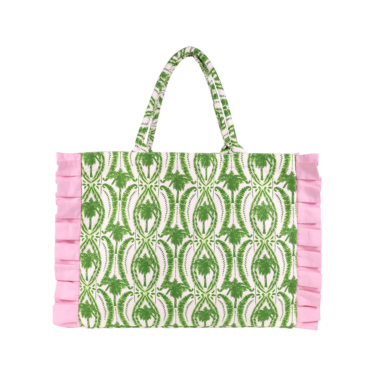 Ruffle Tote Textured Palm Stripe