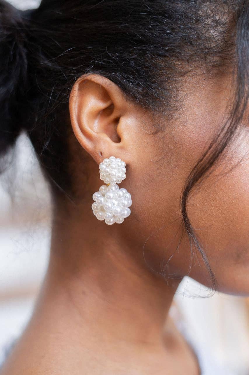 Kate Cluster Pearl Large Statement - Earrings - Belle of  the Ball - 18k Gold Plated - WS: Post