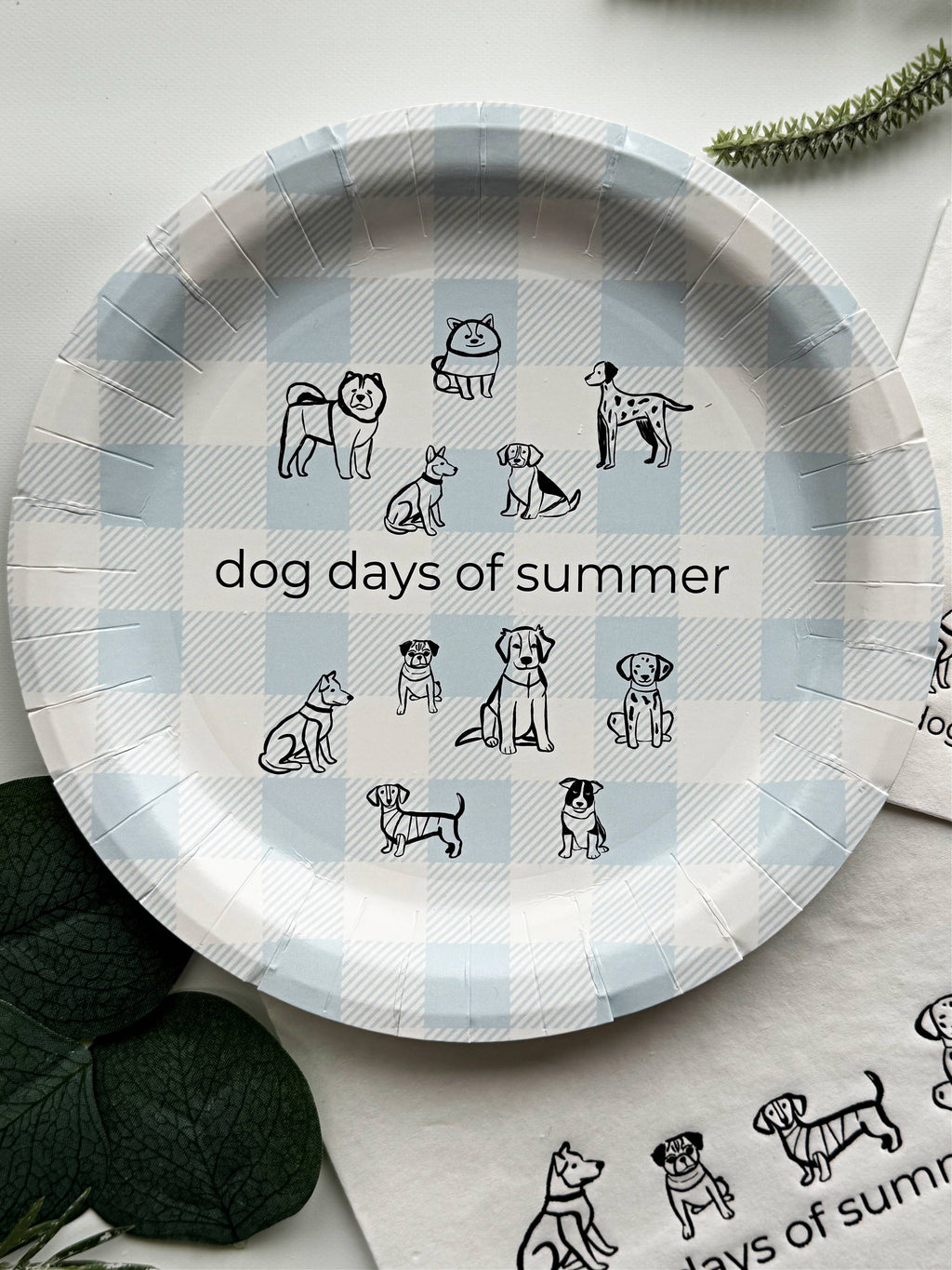 Dog Days of Summer Black and White Cocktail Napkins | Set 16
