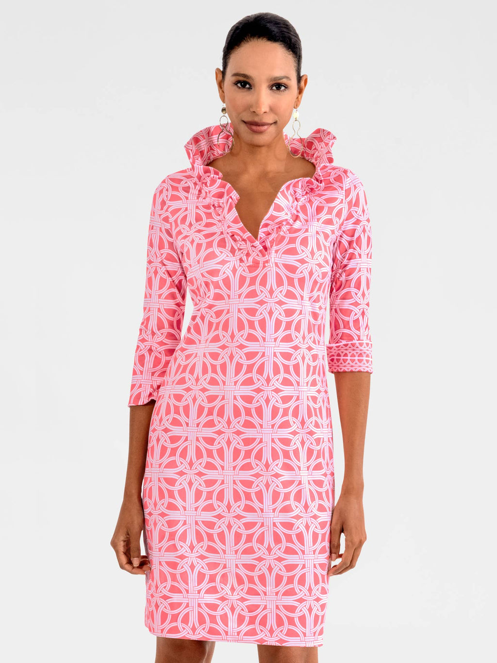 Jersey Ruffneck Dress - Ring Toss: Melon