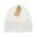 Rhinestone Net Cuff CC Beanie   White