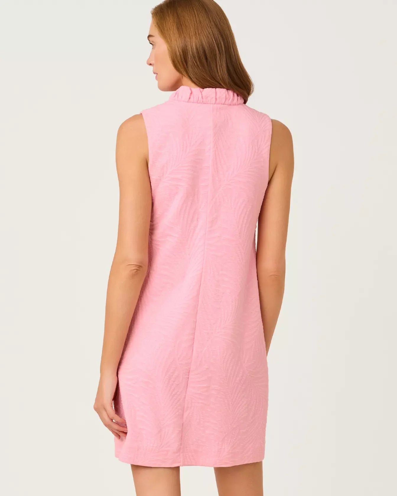 Elsey Shift Conch Shell Pink Leafy Knit Pucker Jacquard