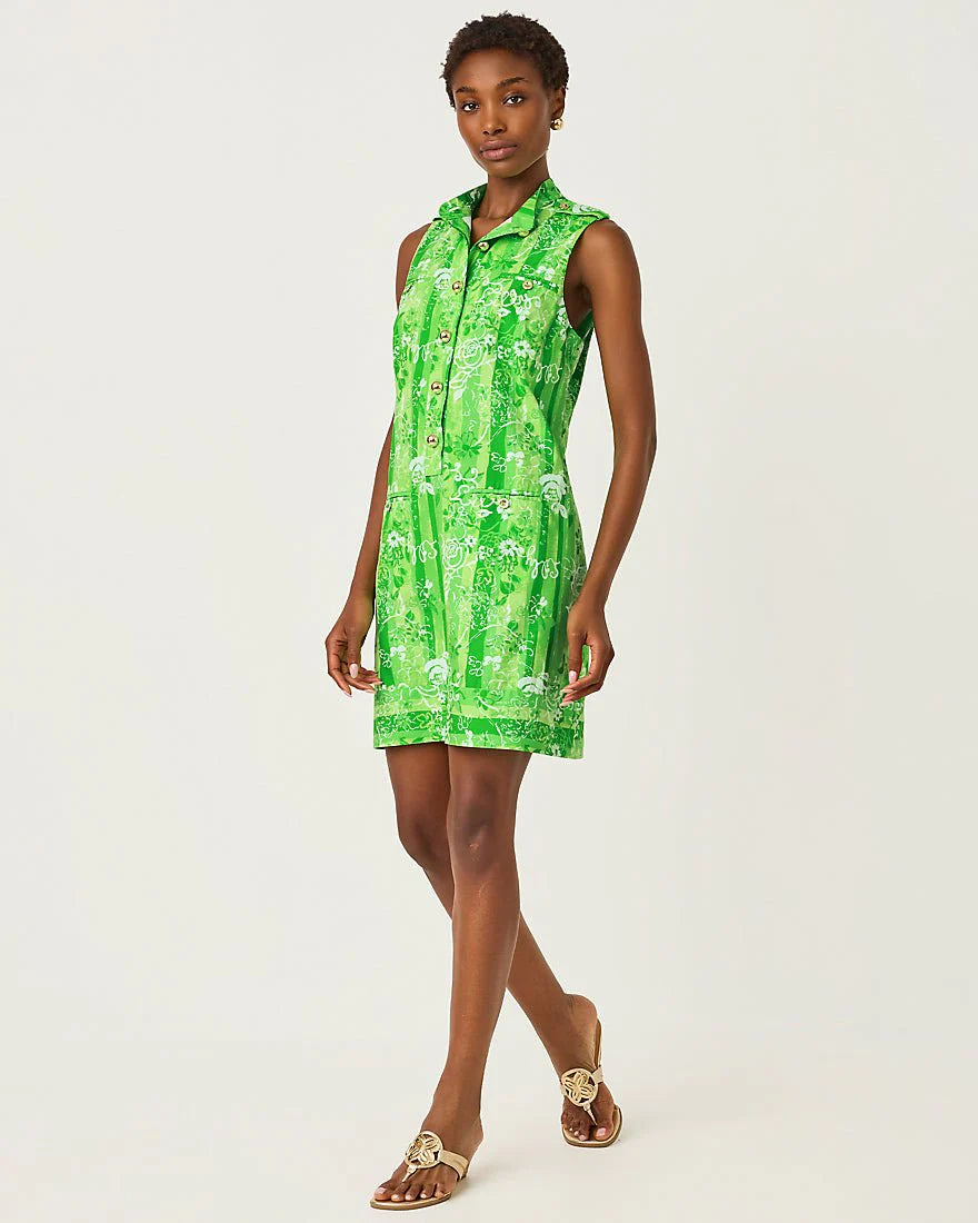 Zorella Shift Jackfruit Green Roseys Petals Overlay