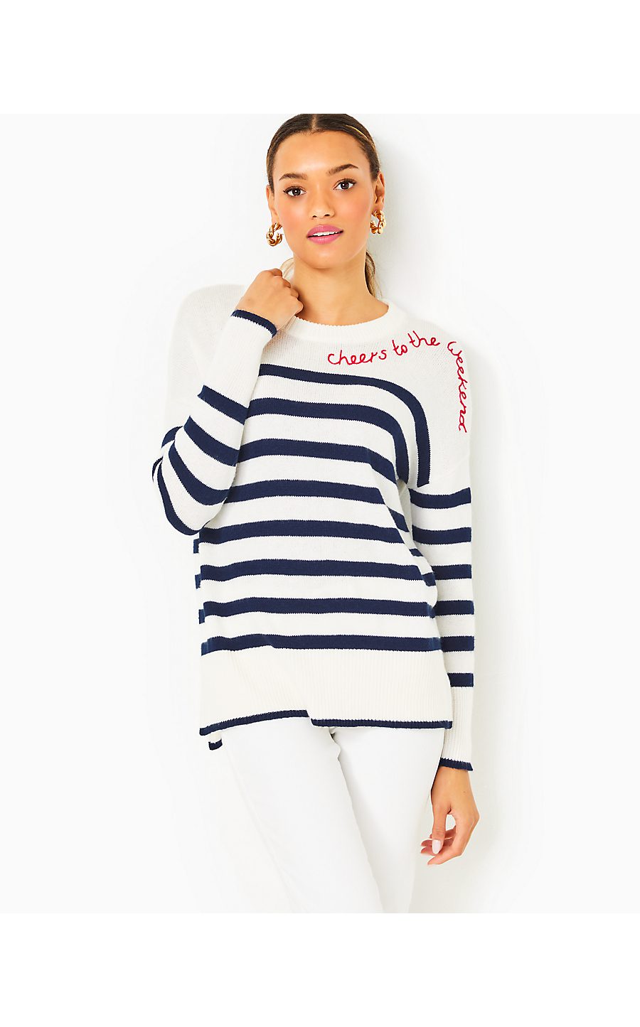 QUINCE SWEATER - LOW TIDE NAVY CRUISE STRIPE - Lilly Pulitzer