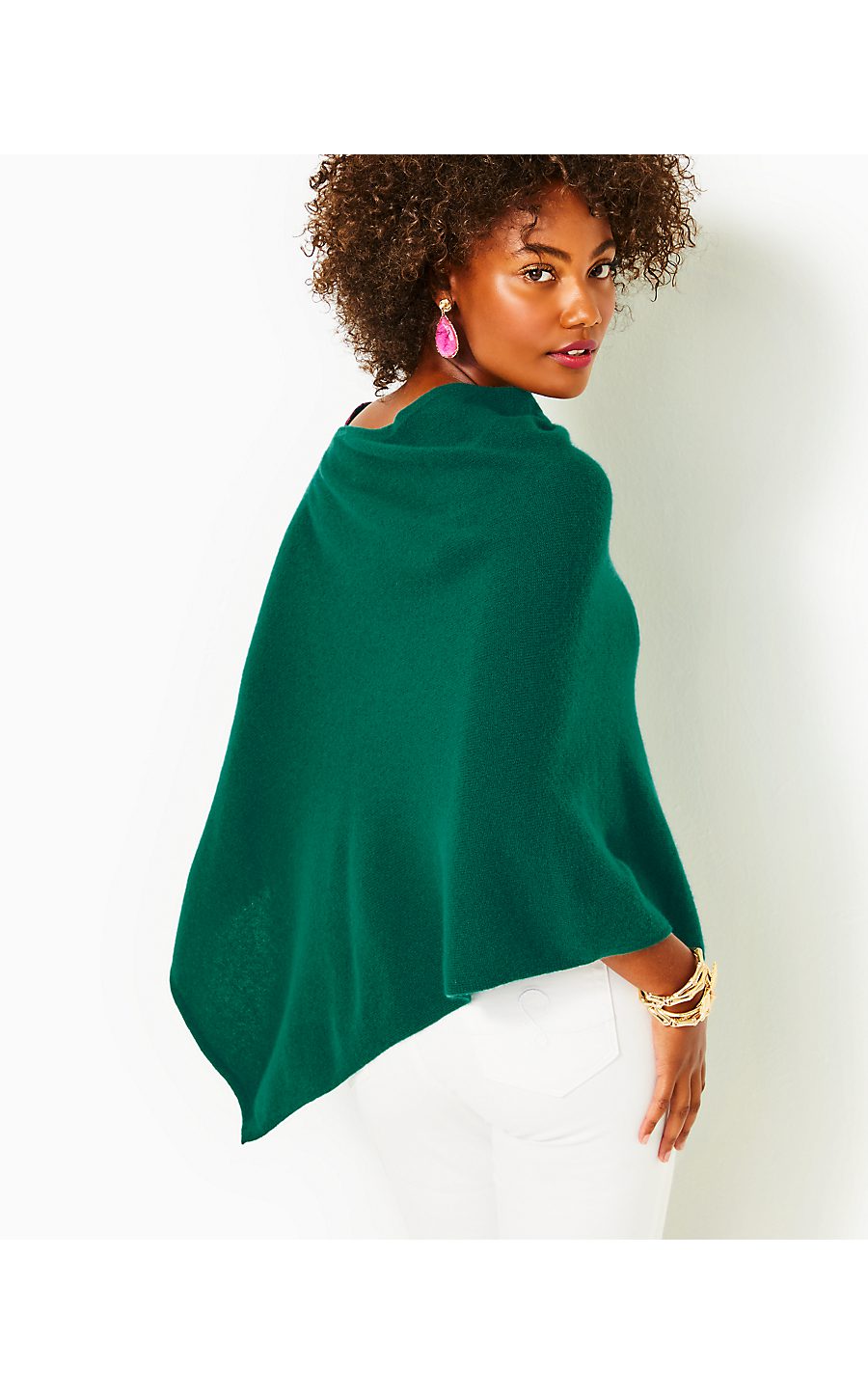 Green cashmere poncho sale